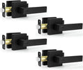 4 Pack Black Door Handles with Lock - Heavy Duty Matte Black Levers