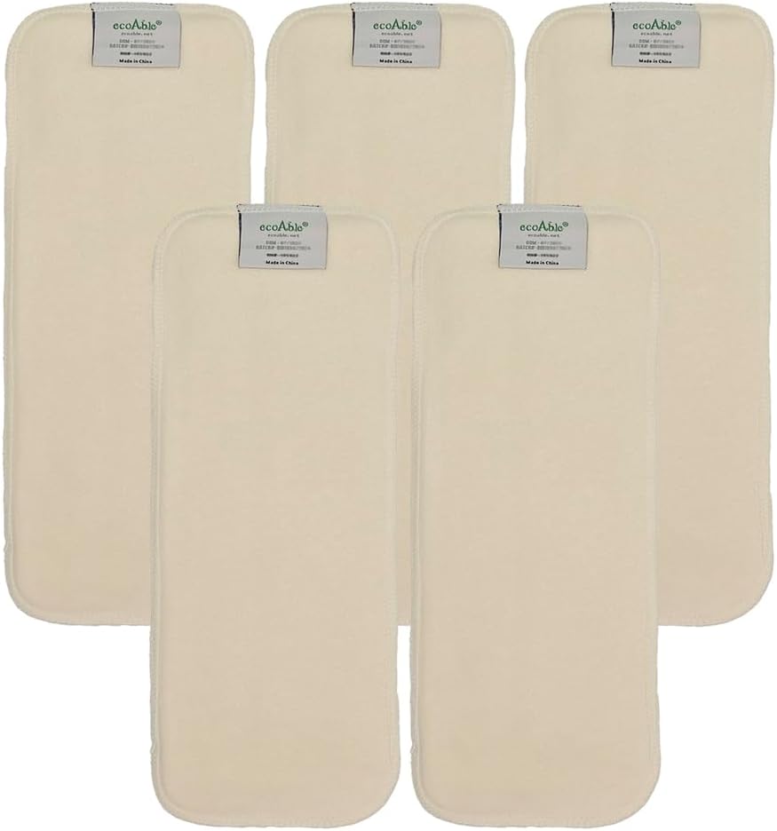 EcoAble 4-Layer Hemp Diaper Inserts for Heavy Wetters and Comfort