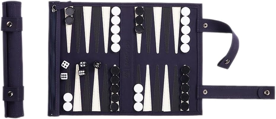 Portable Travel Backgammon Game Set - Roll Up Design Fun