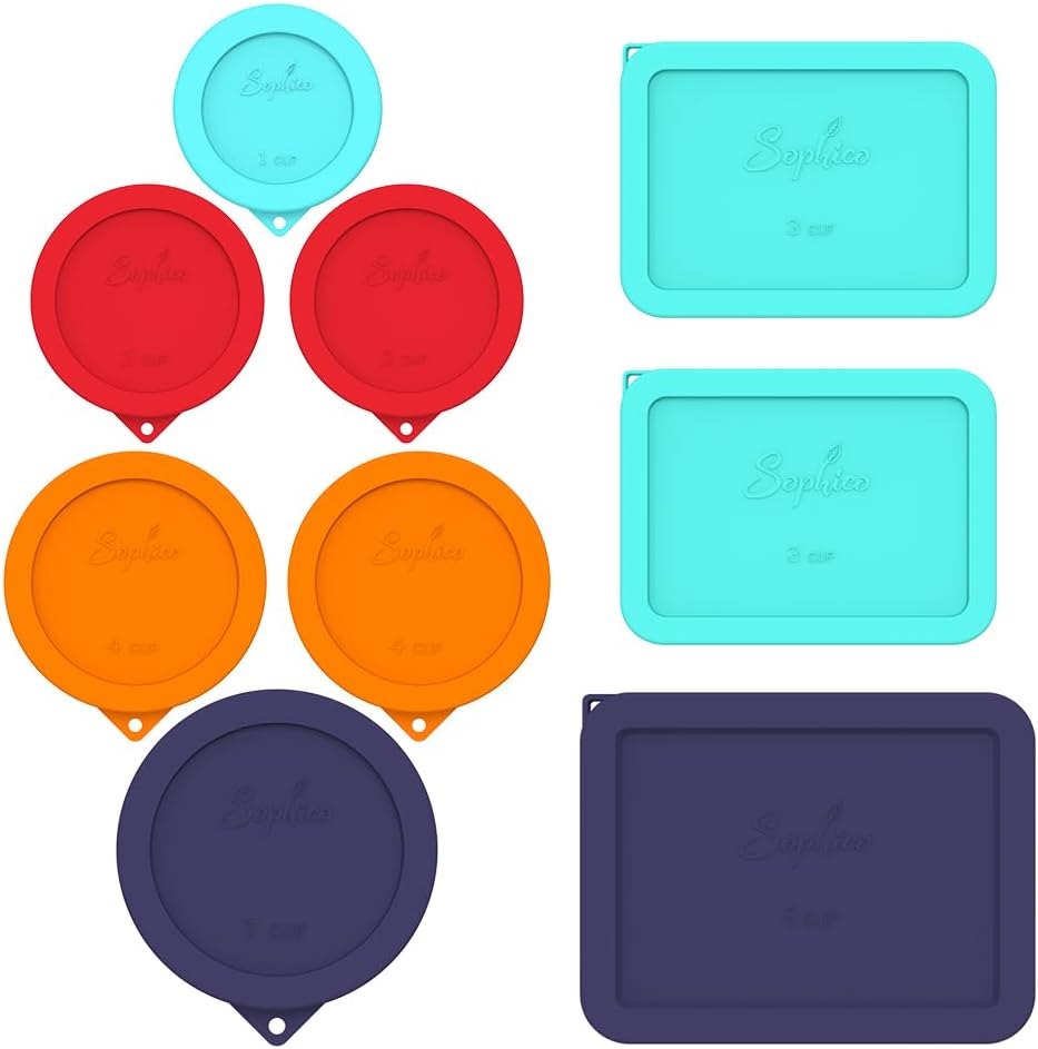 Sophico Silicone Storage Cover Lids for Glass Bowls - 9 Pack