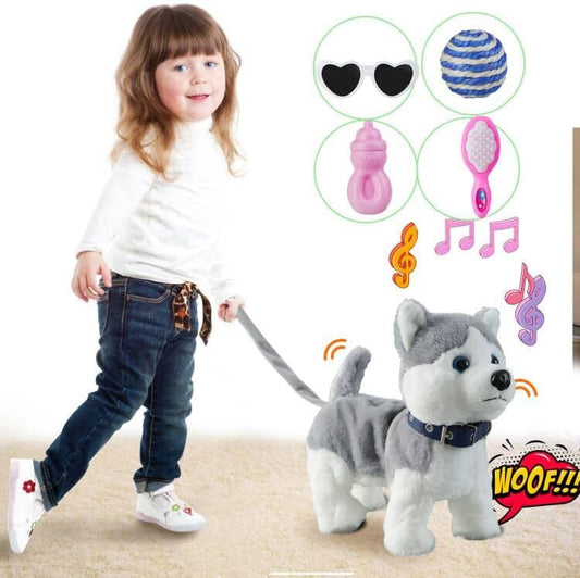 Interactive Musical Husky Dog Toy with Leash