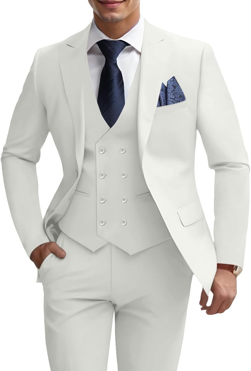 Mens 3 Piece Slim Fit Suit Set for Weddings and Formal Events