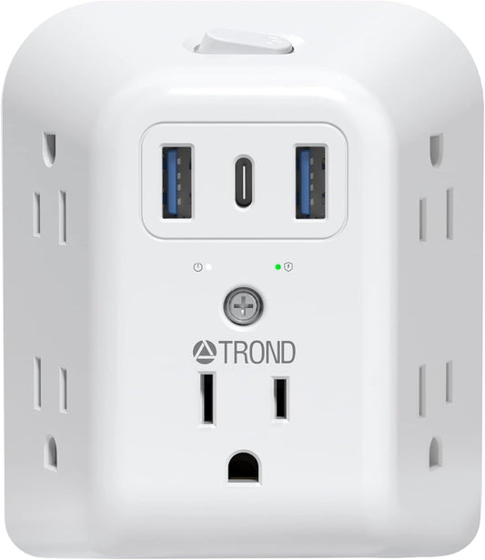 TROND 5-Outlet Power Strip with USB: Surge Protection & USB-C Charging
