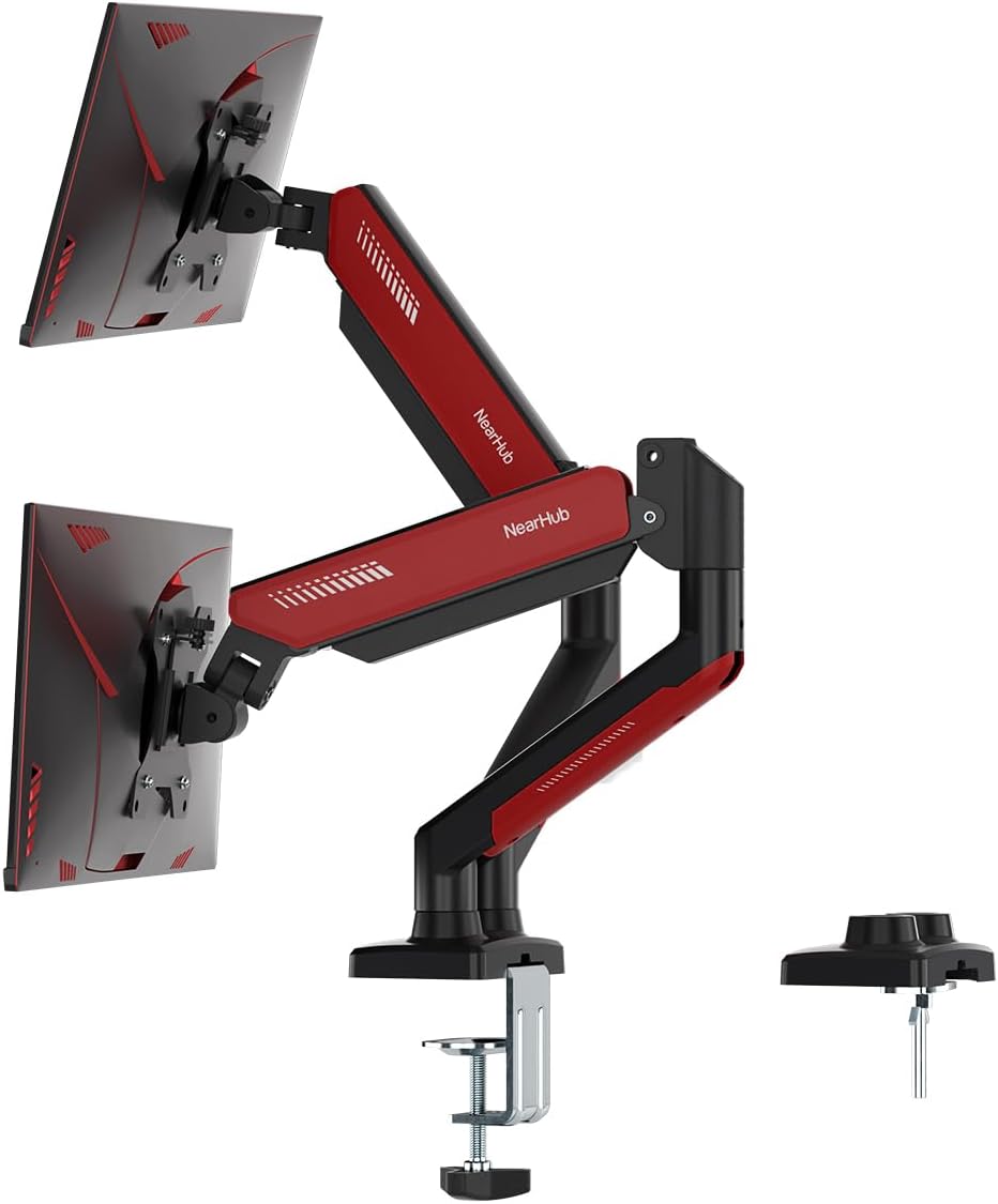 Dual Monitor Mount Gaming for 13-32 in Screens, 22 lbs Max