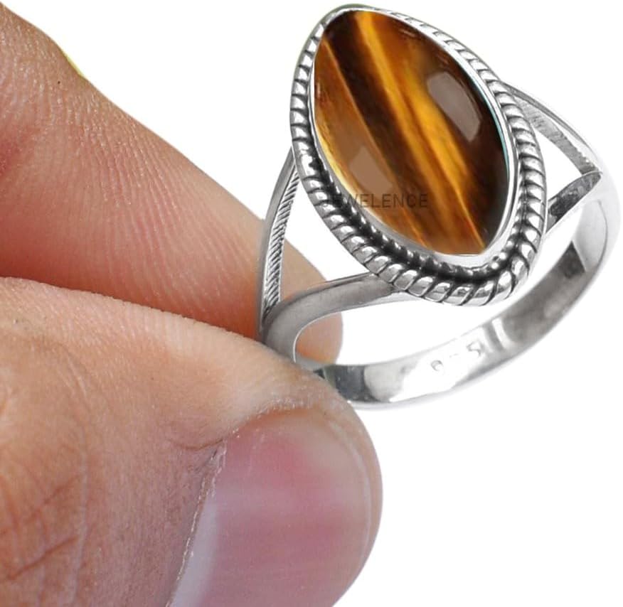 925 Sterling Silver Ring with Tigers Eye Gemstone for Women