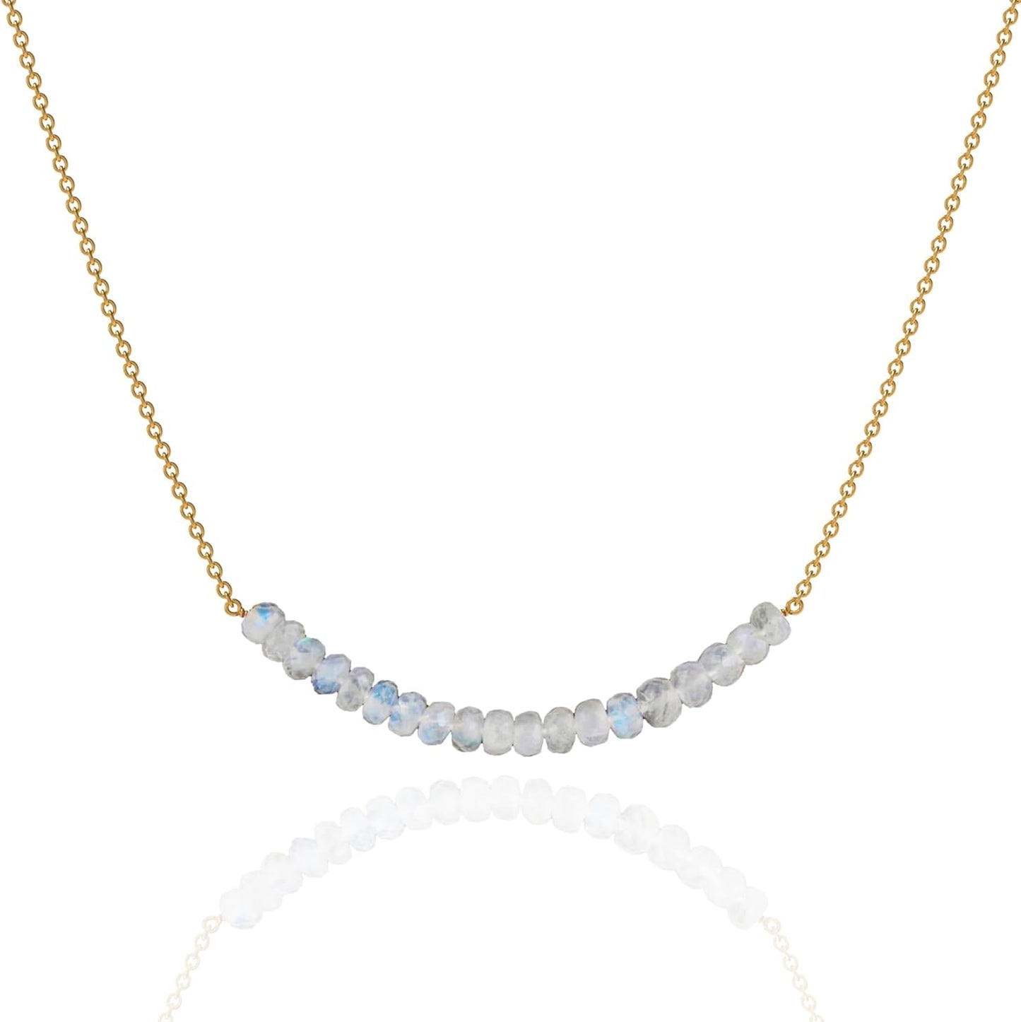 18K Gold Vermeil Beaded Natural Birthstone Bar Necklace