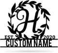 Personalized Metal Wall Art Custom Monogram with Wreath - Gift Choice