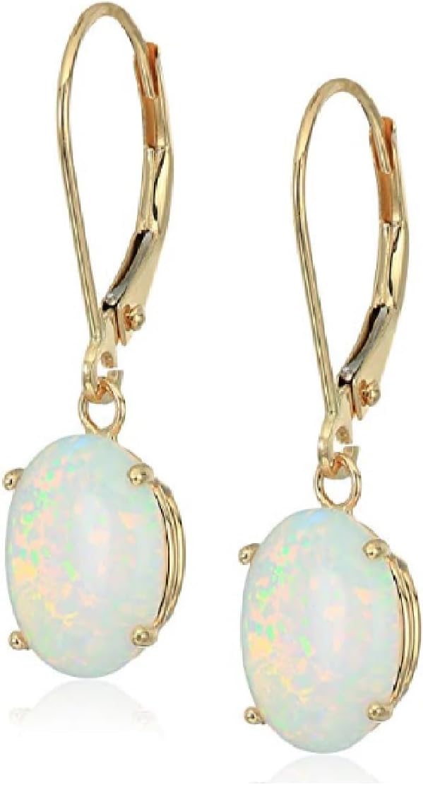 Elegant 14K White Gold Oval Gemstone Dangle Earrings for All