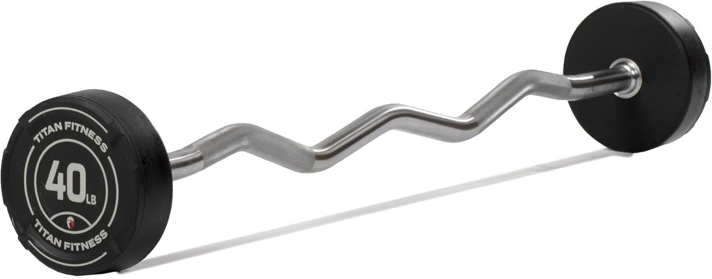 Rubber Curl Fixed Barbells for Strength Training & Weightlifting