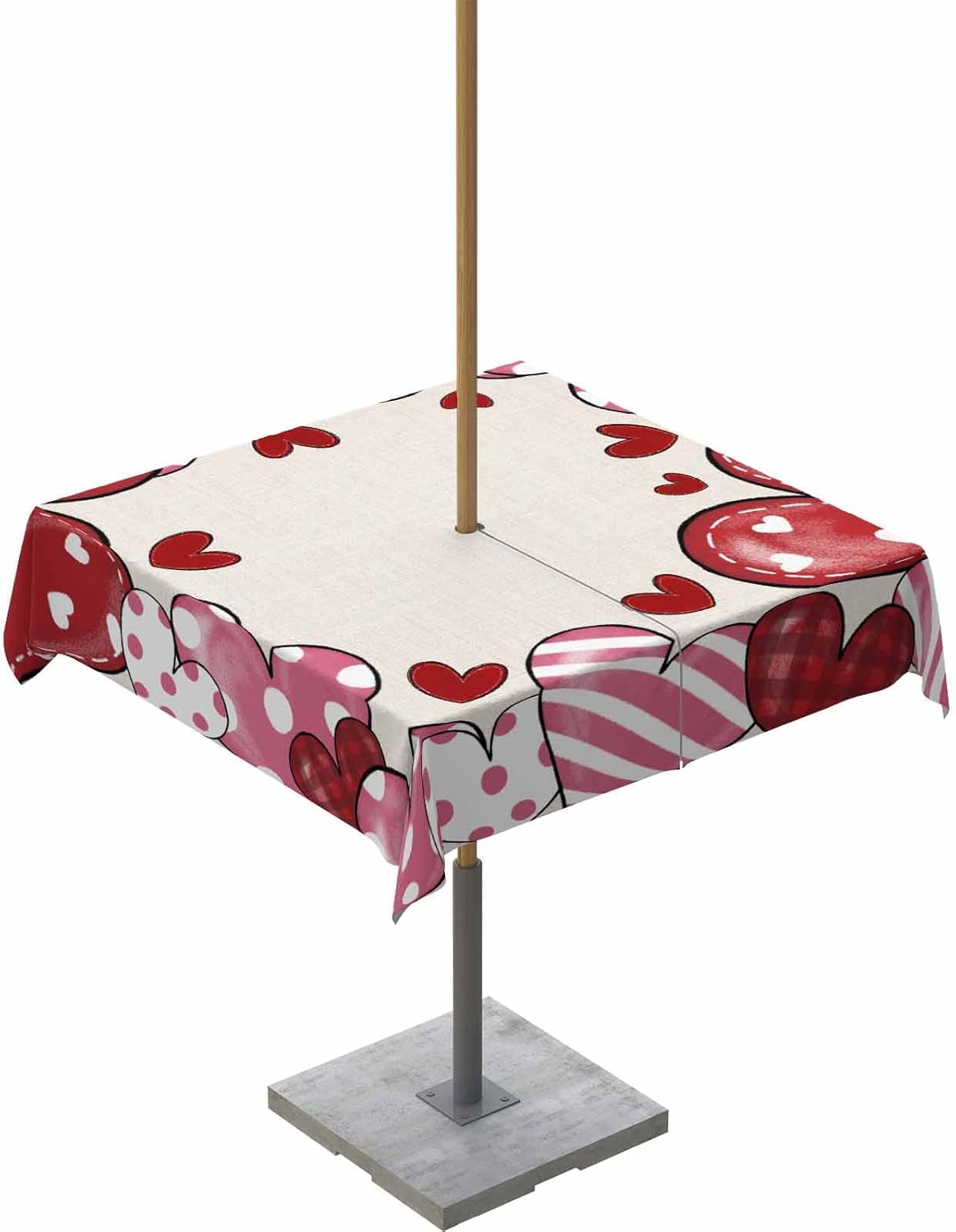 Waterproof Heart Love Tablecloth, 54x54in