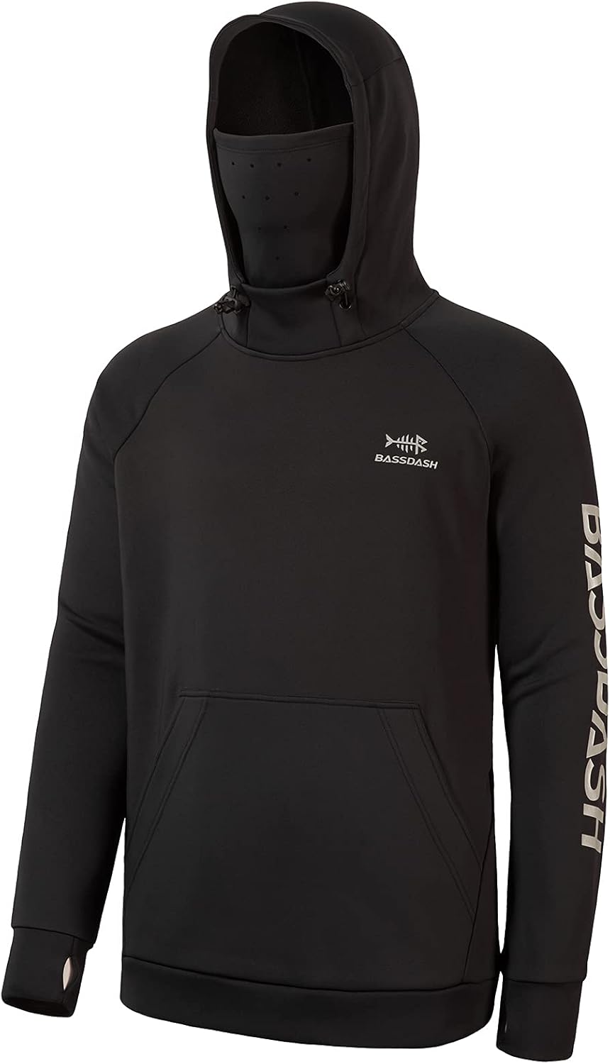 BASSDASH Mens Fishing Fleece Hoodie with Neck Gaiter for Comfort