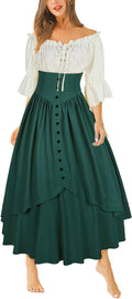 Renaissance Costume High Waisted Button Skirt Set - Flowy Ankle Length