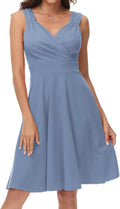 Women's Sleeveless Wrap V-Neck A-line Cocktail Dress - Flattering Fit