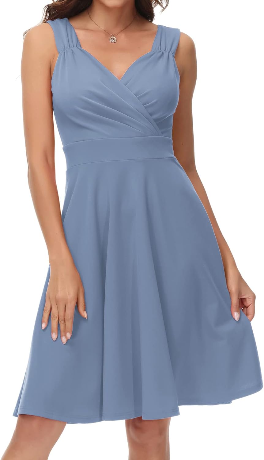 GRACE KARIN Women's Sleeveless Wrap V-Neck A-line Dress Review