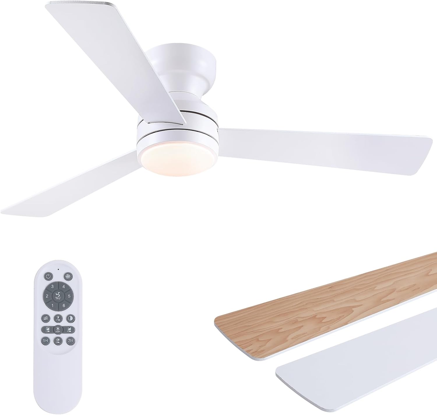 Asyko Ceiling Fans with Lights: 46 in Low Profile Design