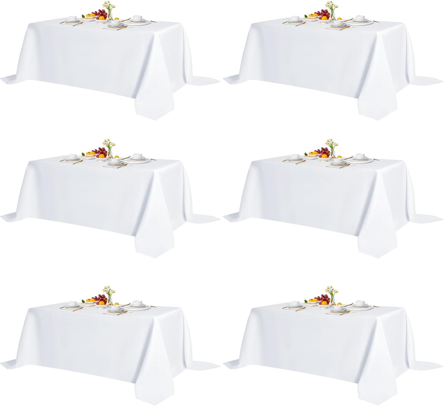 6 Pack 90x156-Inch Rectangular Tablecloths for Events and Parties