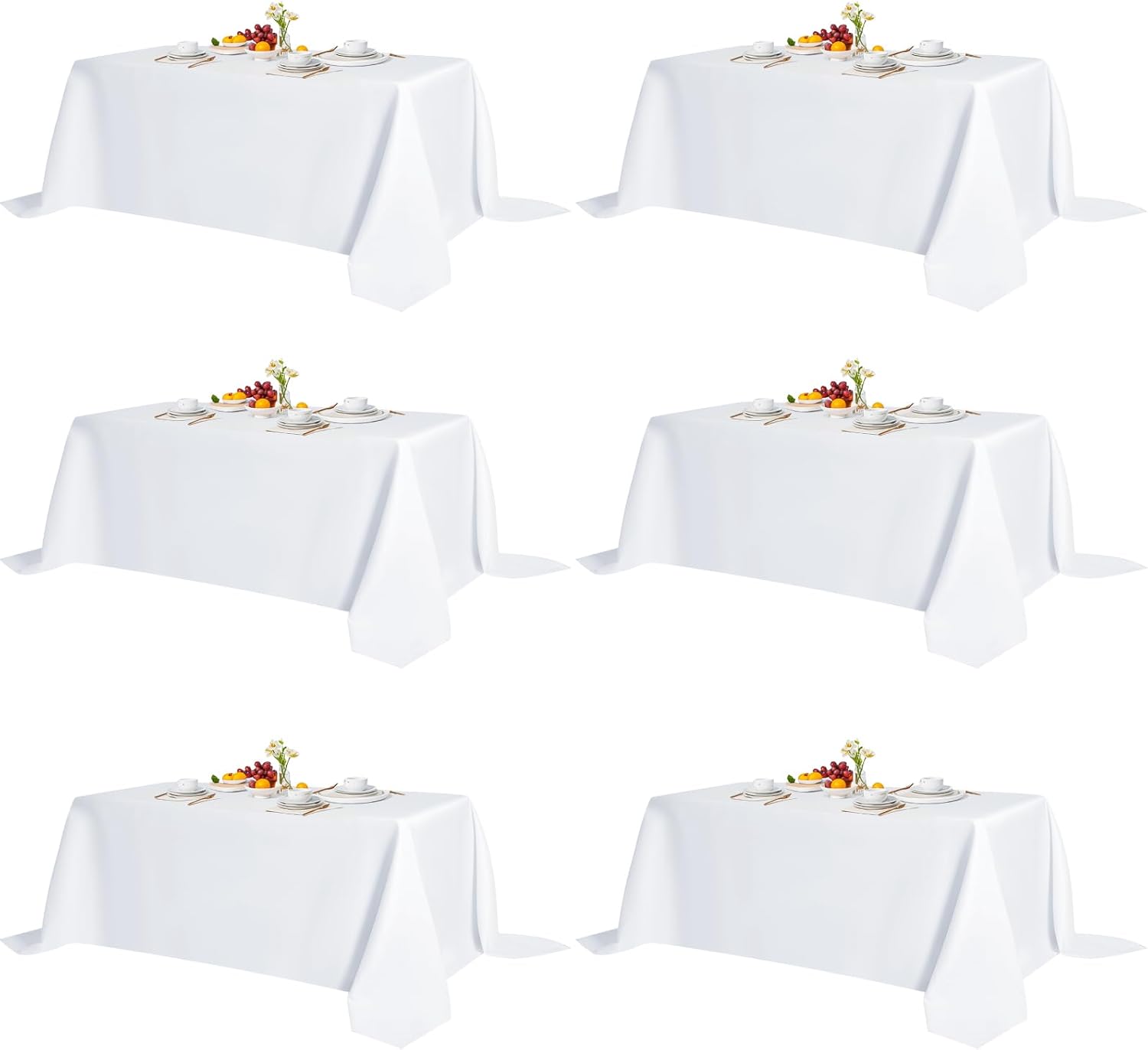 6 Pack 90x156-Inch Rectangular Tablecloths for Events and Parties