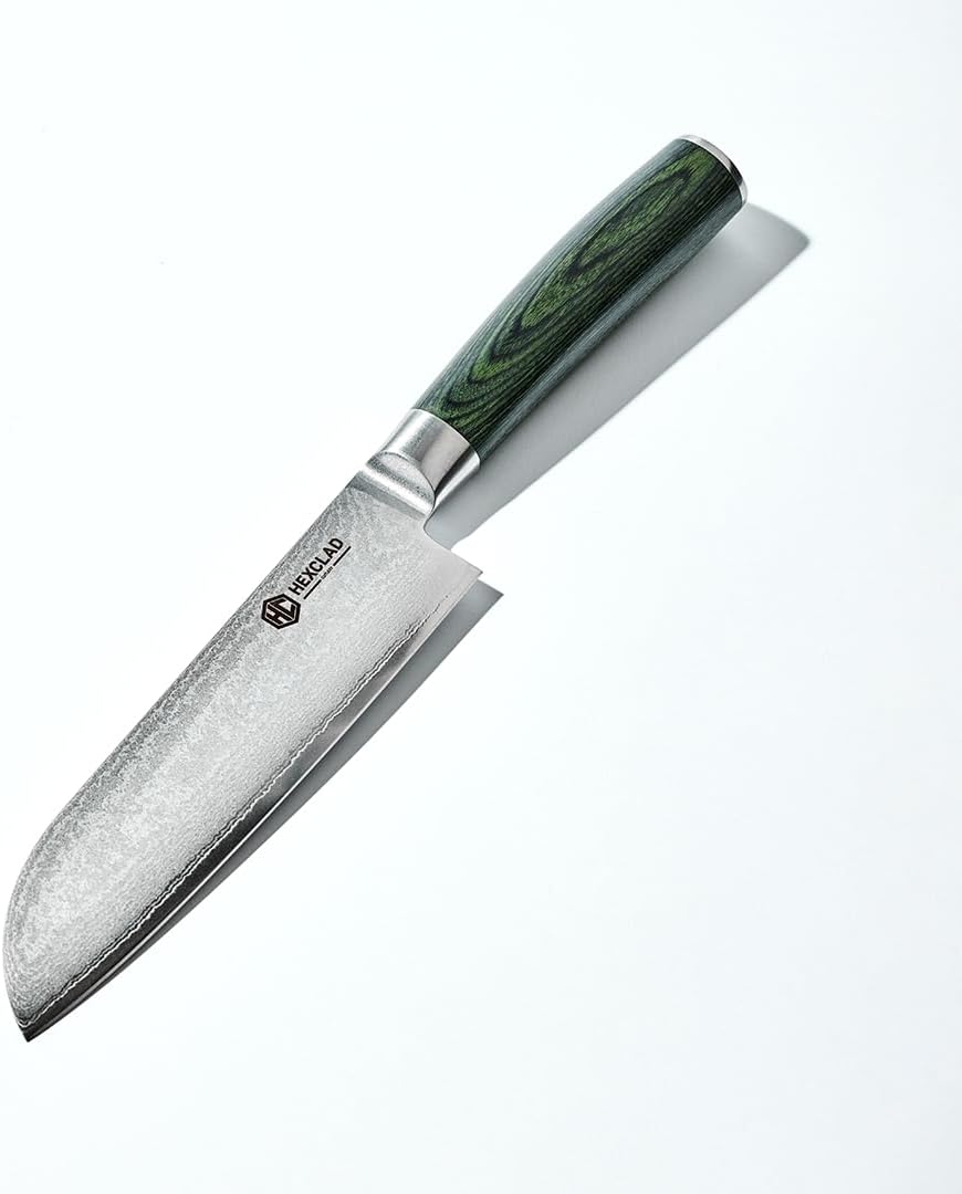HexClad 7-Inch Santoku Knife with Damascus Steel Blade