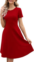 Women's Knee Length Vintage A-Line Dress with Pockets - Floral Fit