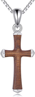 Sterling Silver Cross Necklace for Women - Engraved Faith Hope Love