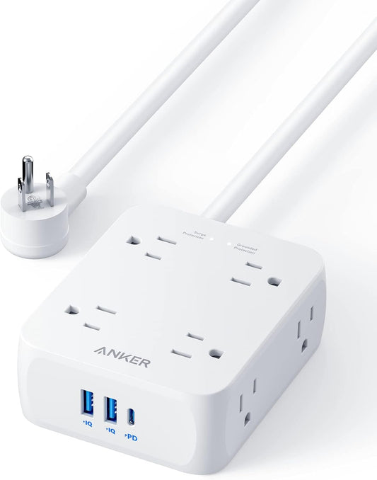 Anker Power Strip: Surge Protector, 8 Outlets + USB Ports