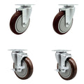 5 in Maroon Poly Wheel Caster Set for Avantco Regency Winholt