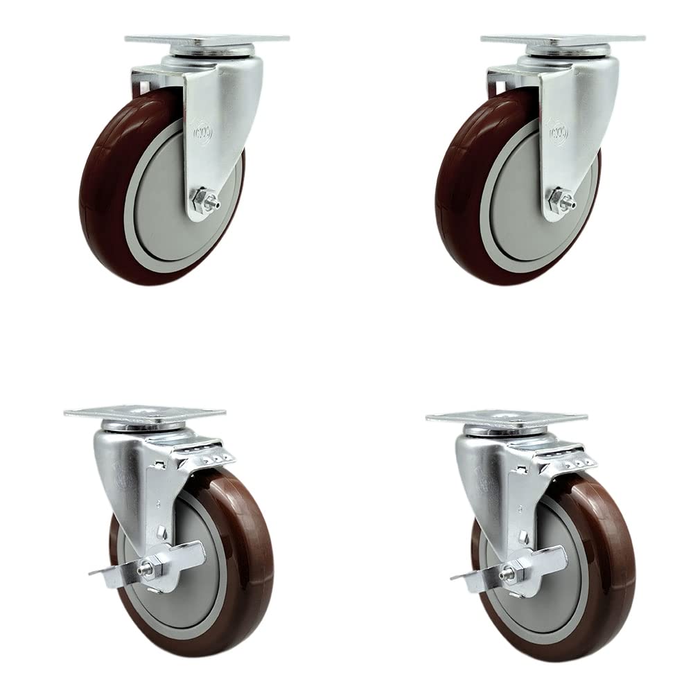 Avantco HPCASTNB 5 Inch Maroon Poly Wheel Set of 4 for Equipment