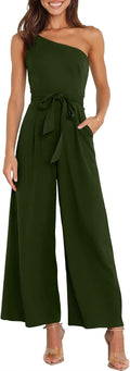 ANRABESS Women Summer Jumpsuit One Shoulder Wide Leg - Flattering Fit