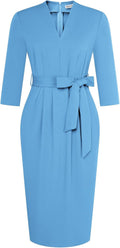 Womens Work V Neck 3/4 Sleeve Wrap Dress - Office to Cocktail