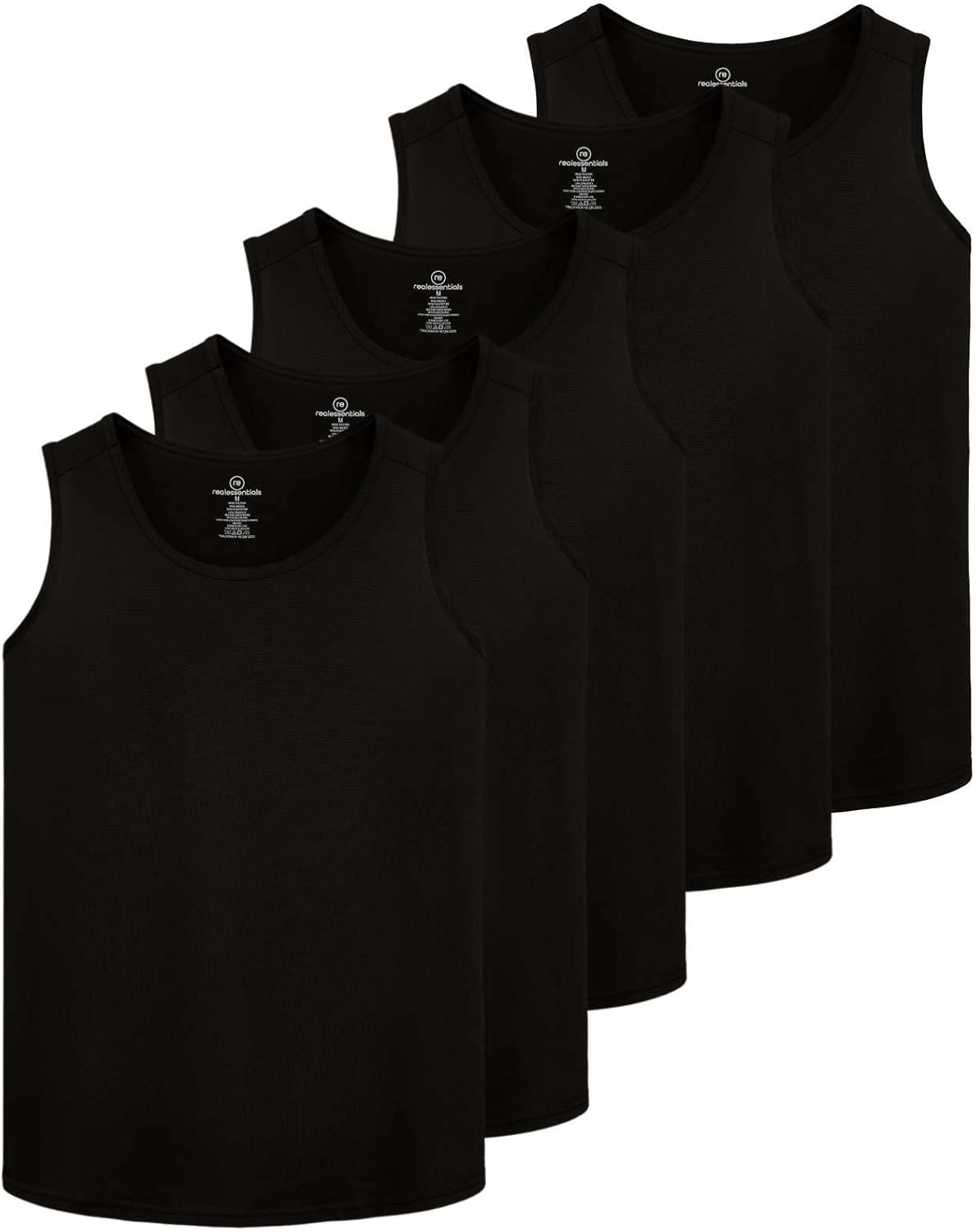 Real Essentials 5 Pack Dry-Fit Muscle Tank Tops for Men