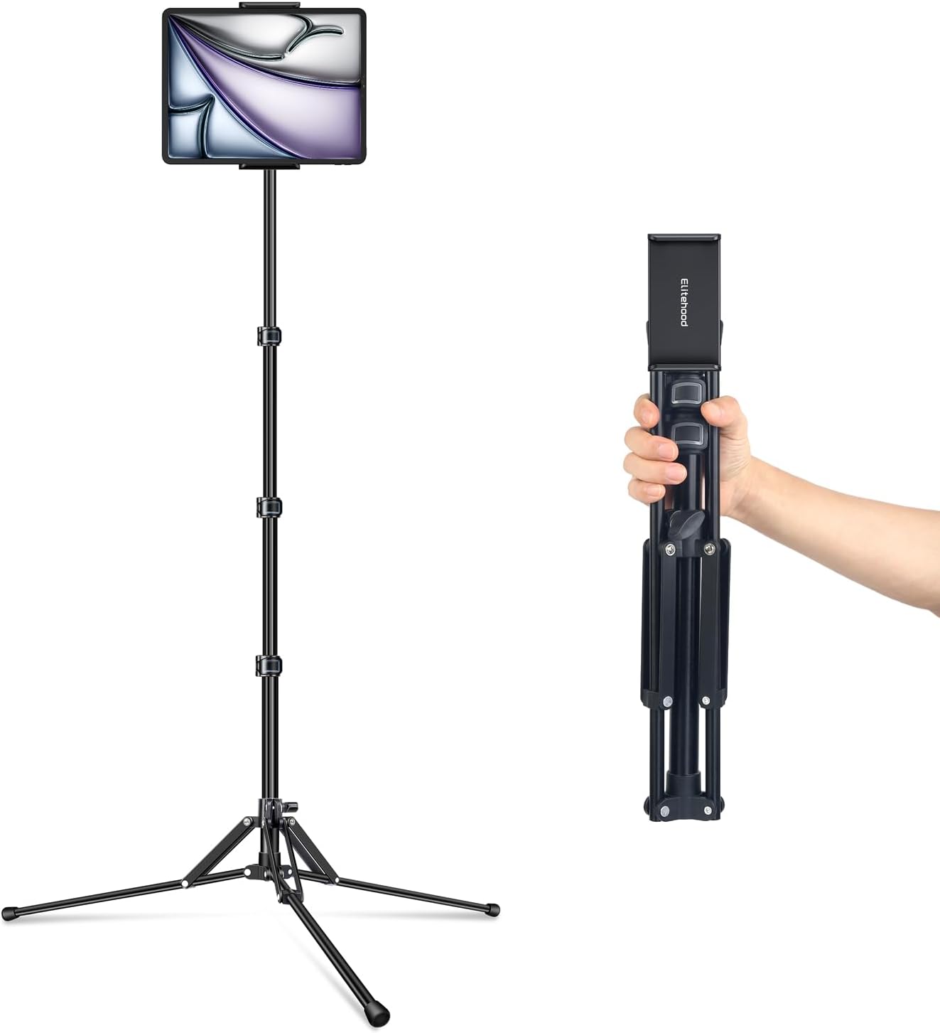 elitehood Aluminum Tablet Stand Floor: Compact & Adjustable Tripod