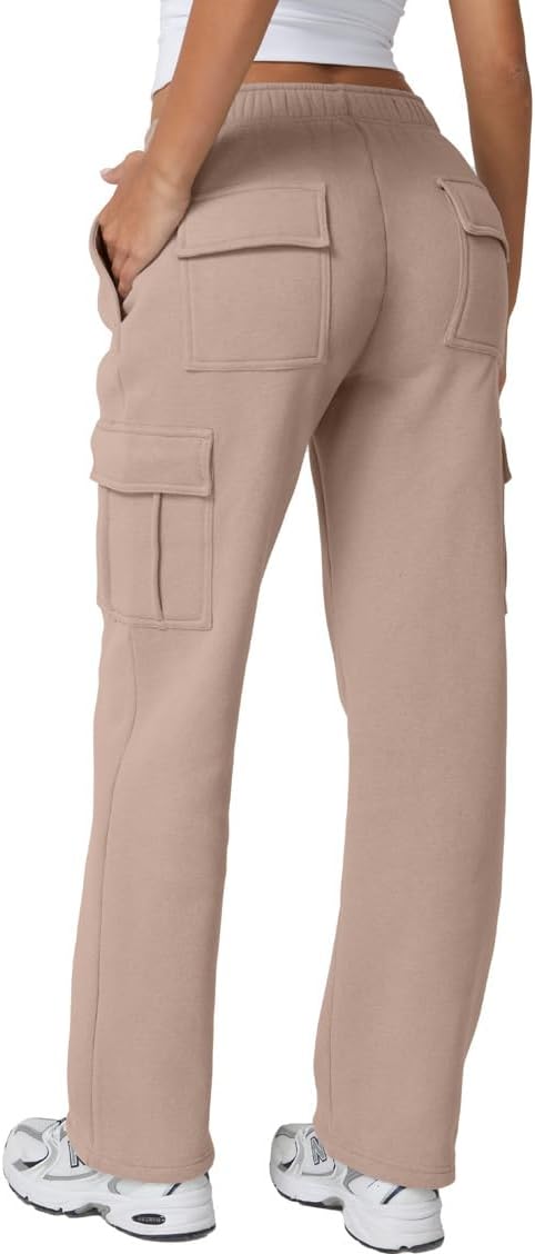 QINSEN Womens Medium Waist Baggy Elastic Waist Sweatpants