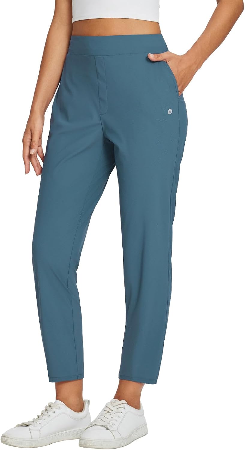 Lightweight Stretch Travel Pants for Women with Zipper Pockets