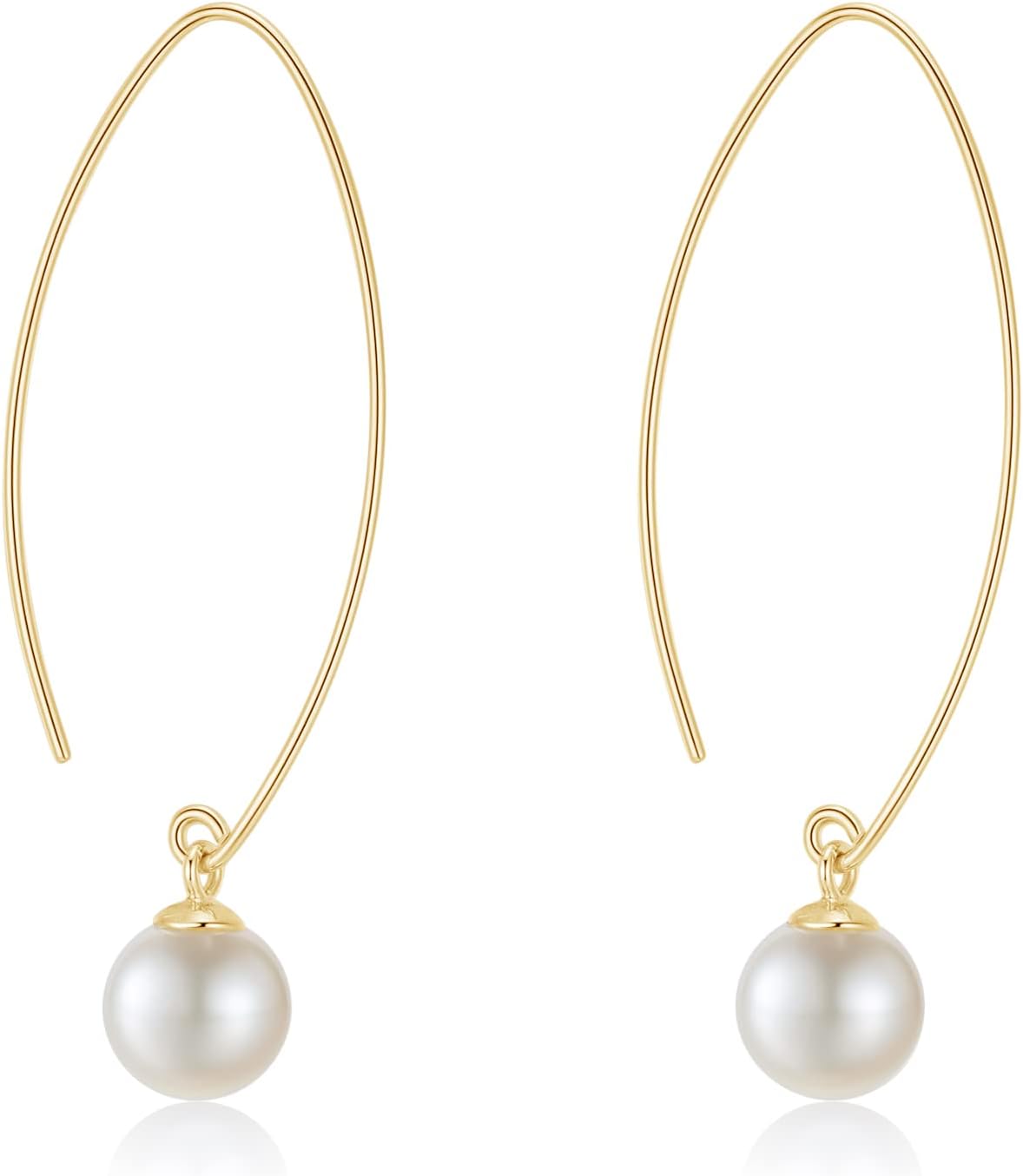 8mm Big Round AAAA+ Pearl Drop Earrings for Brides and Gifts