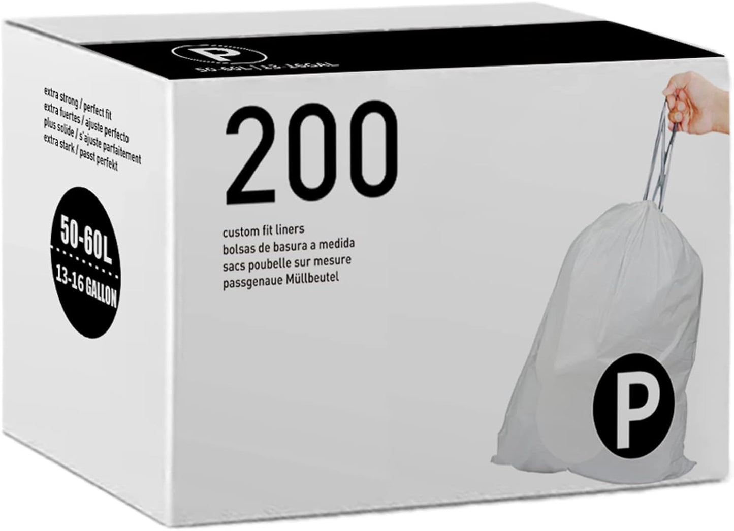 Code P Heavy Duty 1.2 Mil Thick Drawstring Trash Bags 200 Count