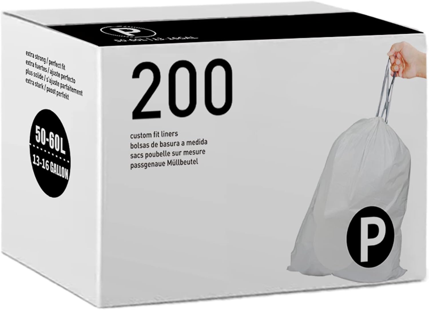 Code P Heavy Duty 1.2 Mil Thick Drawstring Trash Bags 200 Count