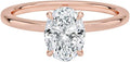 Oval Moissanite Engagement Ring in 10k 14k 18k Gold - Hidden Halo