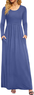 DB MOON Women Casual Long Sleeve Maxi Dress with Pockets - Flowy Shoes