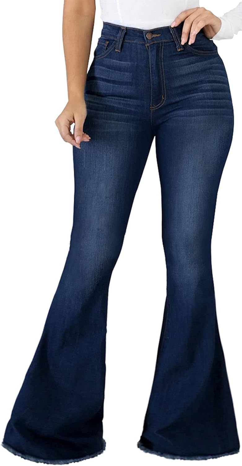 Stylish Ripped High Waisted Bell Bottom Jeans for Women