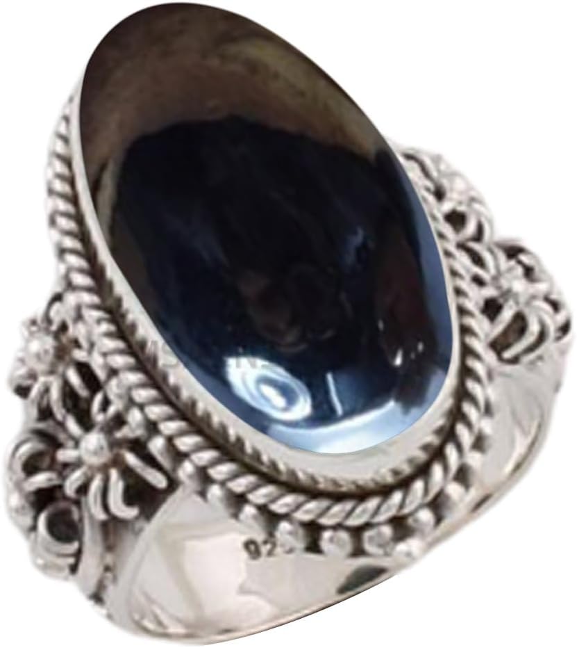 Solid 925 Sterling Silver Ring with Natural Blue Copper Turquoise