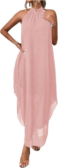 Verdusa Women's Fall Formal Halter Maxi Dress - Flowy Asymmetrical