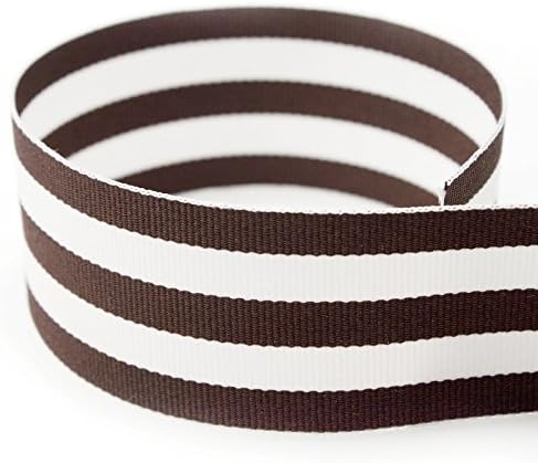 7/8 in Brown & White Taffy Striped Grosgrain Ribbon - 100 Yards