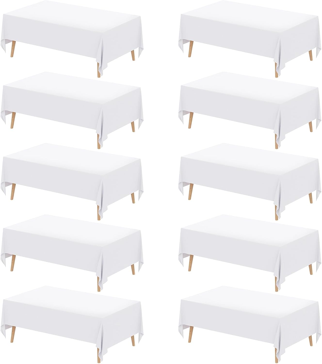 High-Quality 10 Pack White Rectangular Tablecloths for Events