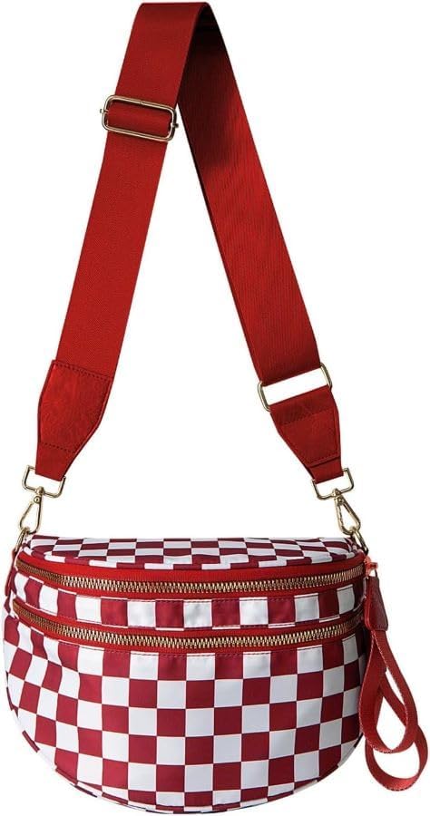 Stylish Black and White Checkered Crossbody Bag for Women
