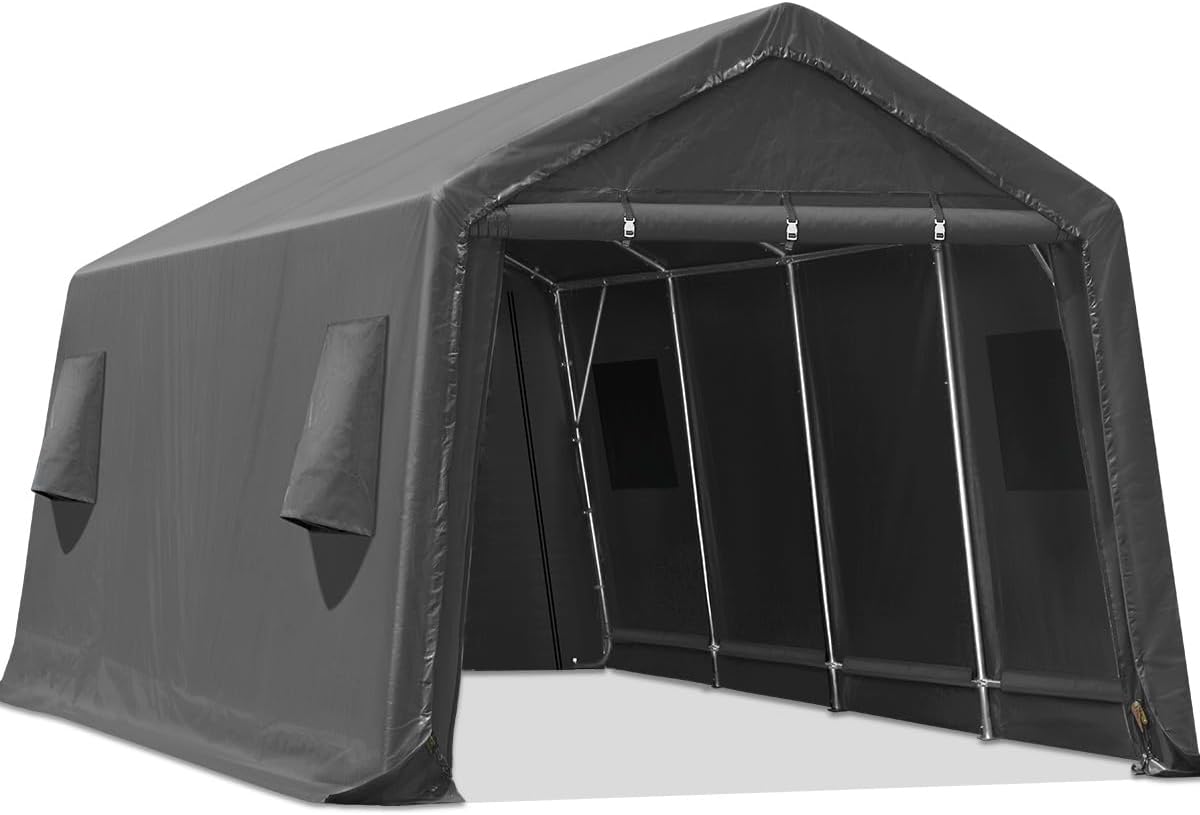 Heavy Duty 10x20 ft Carport Canopy Shelter with Roll-up Doors