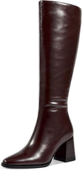 wetkiss Rhinestone PU Knee High Chunky Pointed Toe Boots - Sparkly