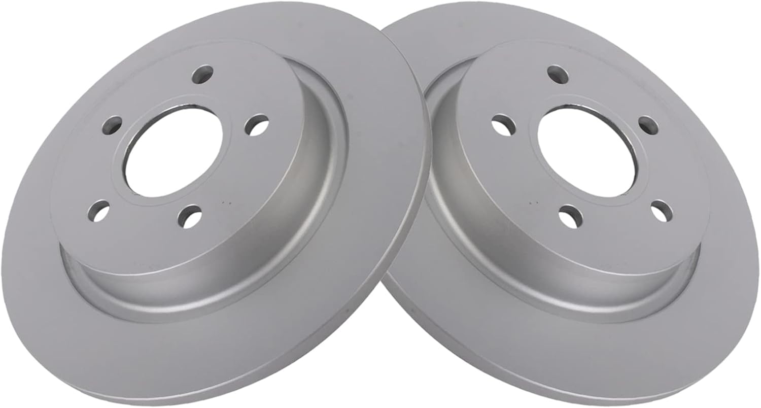 TRQ Rear Brake Rotors Set Solid Premium G-Coated for Volvo