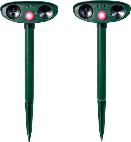 Ultrasonic Animal Repeller 2 Pack Solar Powered Waterproof Devices