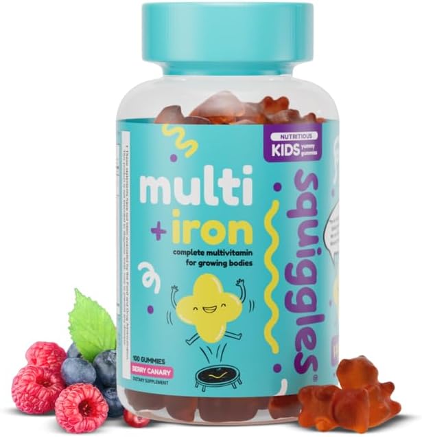 Squiggles Kids Multivitamin + Iron Gummies for Daily Health