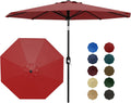 9Ft Patio Umbrella 8 Ribs with Crank Lift & Tilt - Durable Red